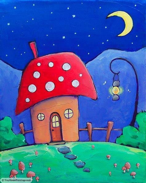 The Mushroom Hut | Original Acrylic Landscape Painting of a … | Flickr