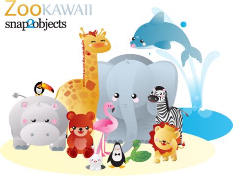 12 Free Vector Kawaii Zoo Animals