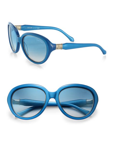 Lyst - Roberto Cavalli Aqua Round Acetate Sunglasses in Blue