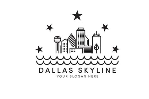 Dallas skyline logo designs with stars and river logo