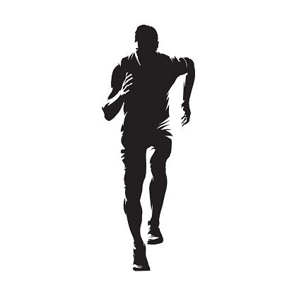 Running Man Isolated Vector Silhouette Sprinting Young Athlete Run Stock Illustration - Download ...