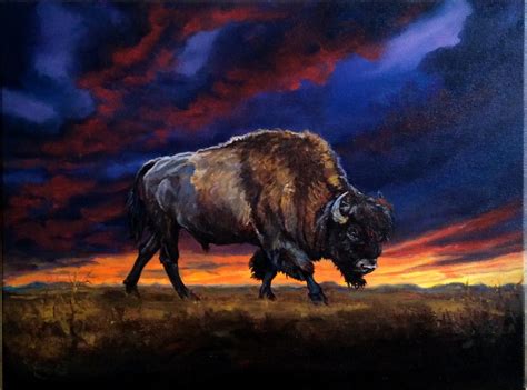 Original oil painting on canvas bison buffalo nature hunting | Etsy