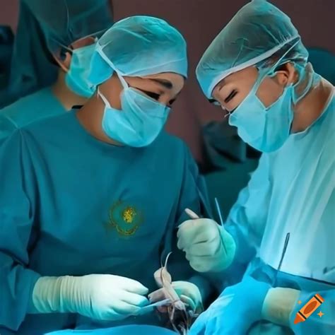 Skilled kazakh surgeon performing surgery