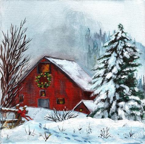 Red Winter Barn Landscape Acrylic Painting Tutorial Step By Step | TheArtSherpa | The Art Sherpa