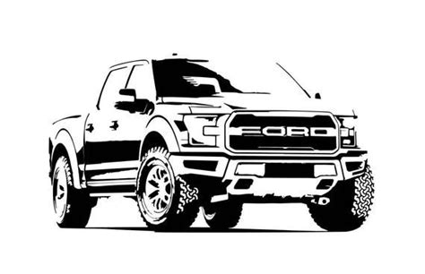 Ford F150 Outline B&W Front Side View Vector Vectorized Print | Etsy ...