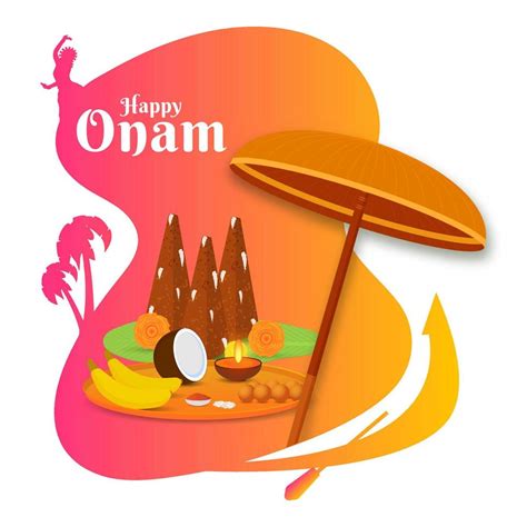 Happy Onam Celebration Concept with Thrikkakara Appan Idol, Fruits, Worship Plate and Maveli ...