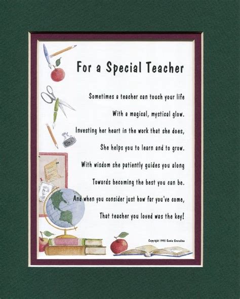 Teacher Thank-you Poem Teacher Graduation Teacher Graduation Gift ...