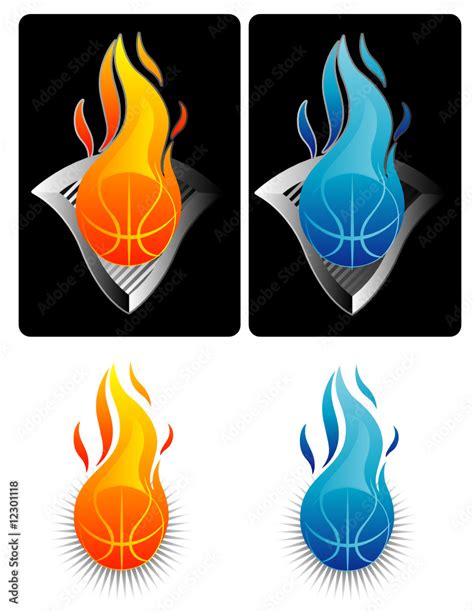 Flaming Basketball Logo Elements Stock Vector | Adobe Stock