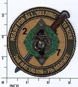 USMC 2nd Battalion/7th Marines Subdued OD ! PATCH 2/7 Iraq ! OIF ! 2d Bn/7th Mar | eBay