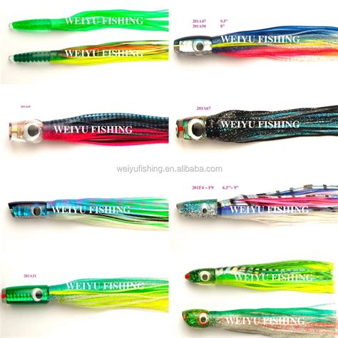 Hawaii Saltwater Trolling Fishing Lures Manufactory Resin Head Trolling Lures Sport Fishing ...