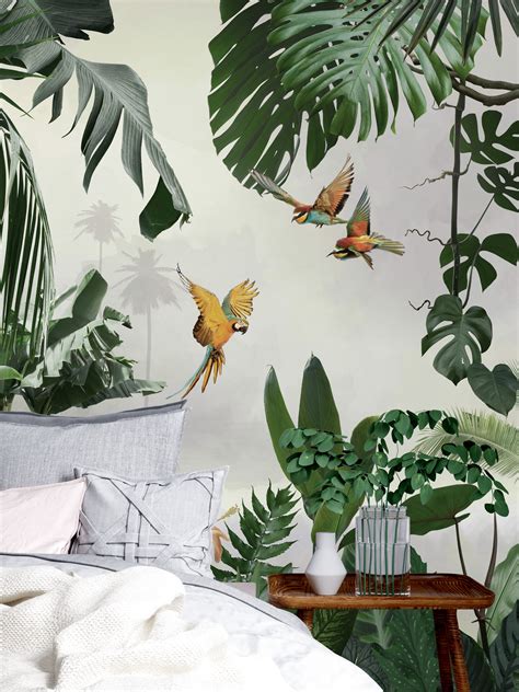 Rainforest Wallpaper- Tropical Wall Mural- Removable- Tropical Forest- Palm Tree- Peel and Stick ...