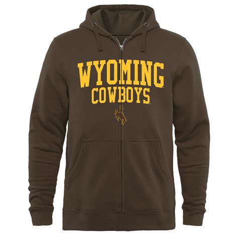 Wyoming Cowboys Brown Arched School Name & Mascot Full-Zip Hoodie