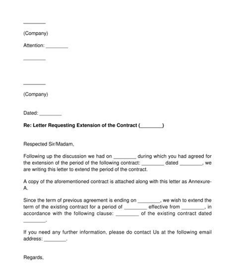 Letter Requesting Extension or Renewal of a Contract