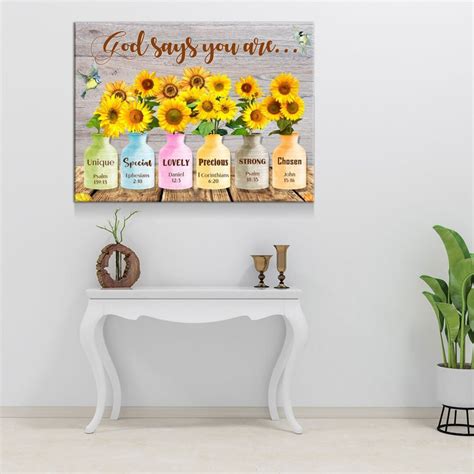 God Says You Are Wall Art, Sunflower Canvas, Jesus Canvas, Christian ...