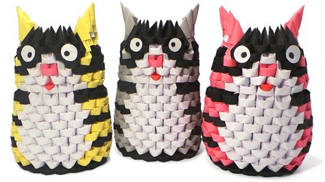 3D Origami Striped Cats Tutorial - YouTube