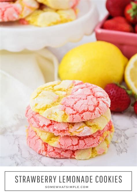 Strawberry Lemonade Cookies (Soft & Chewy ) | Somewhat Simple