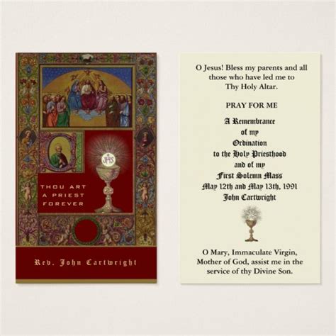 CATHOLIC PRIEST ORDINATION ANNIVERSARY HOLY CARDS | Zazzle.com