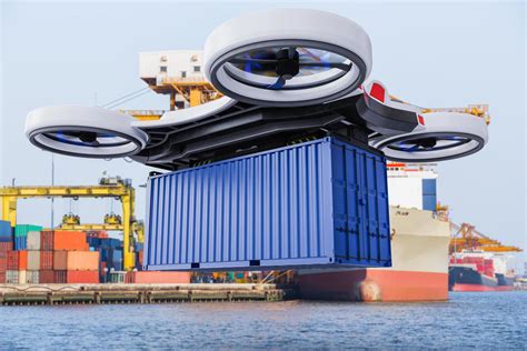 Autonomous cargo drone delivering container, Future transportation and logistic concept 8084564 ...