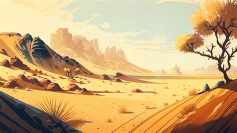 Desert Gobi Illustration Background, Desert, Illustration, Background Background Image And ...