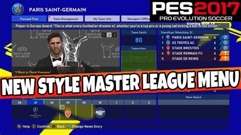 PES 2017 NEW STYLE MASTER LEAGUE MENU - PES 2017 Gaming WitH TR