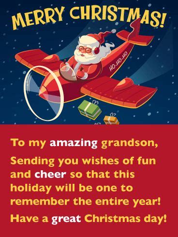 Retro Santa - Merry Christmas Card for Grandson | Birthday & Greeting ...