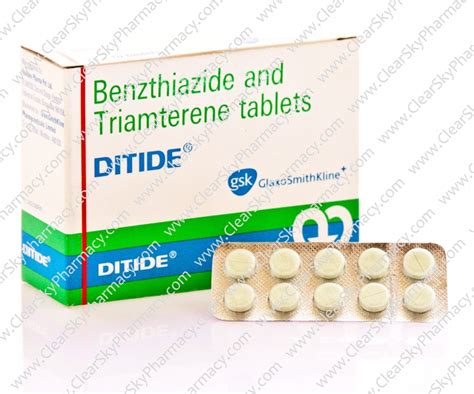 Ditide Tablets | Generic Dyazide | Benzthiazide 25 mg & Triamterene 50 mg | Side Effects