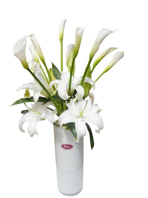 White lily and calla lily flower arrangement HD picture free download