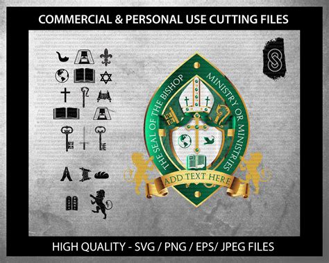 The Seal of the Bishop Green Vector Template, Editable Svg, High ...