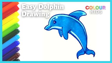 Easy Dolphin Drawing and Coloring for Kids | Step by Step Dolphin Drawing | How to Draw Dolphin ...