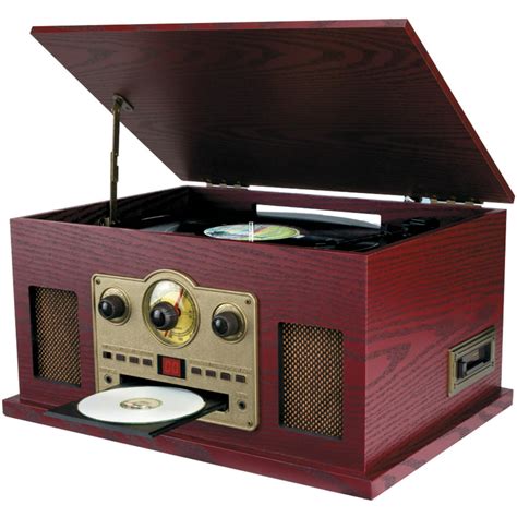 SYLVANIA SRCD838 Nostalgia 5-in-1 Turntable/CD/Radio/Cassette Player ...