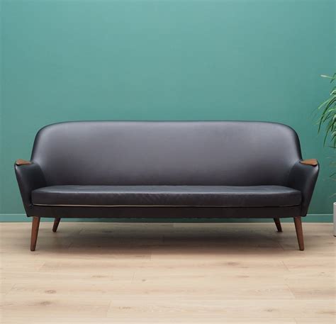 Vintage Sofa in black leather, Denmark 1970's | #134411