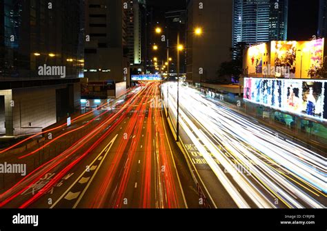 light trails in city Stock Photo - Alamy