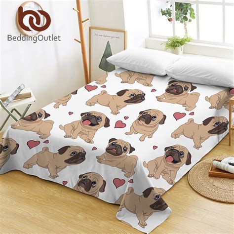 BeddingOutlet Hippie Pug Bed Sheets Animal Cartoon Flat Sheet for Kids ...