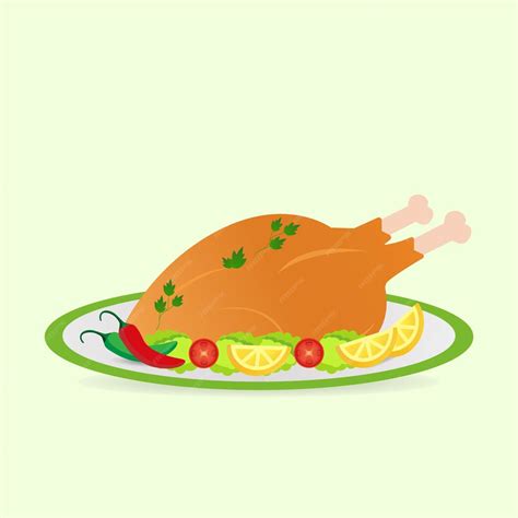 Premium Vector | Roasted chicken dinner hand drawn illustration