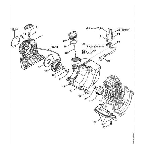 Stihl FS 131 R Brushcutter (FS 131 R) Parts Diagram, B STARTER & FUEL TANK