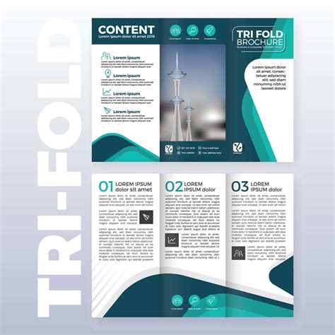 Business Tri-Fold Brochure Template Design With Turquoise in Tri Fold ...