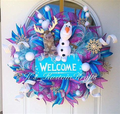 Frozen wreath, christmas wreath, winter wreath, holiday wreath, frozen, welcome wreath | Frozen ...
