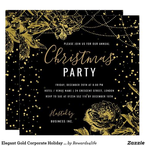 Elegant Gold Corporate Holiday Party Invitation | Zazzle.com ...