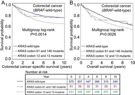 Kaplan-Meier curves for colorectal cancer patients with BRAF-wild-type... | Download Scientific ...