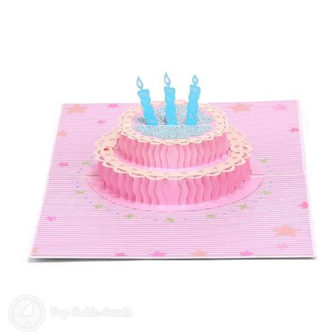 Pink Birthday Cake 3D Handmade Pop Up Card