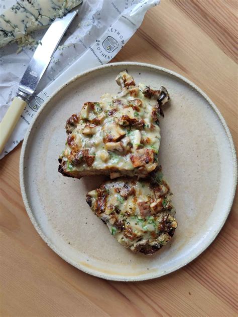 Toast Toppers: leftovers mushroom and cheese sauce on toast