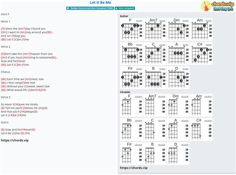 Chord: Let It Be Me - tab, song lyric, sheet, guitar, ukulele | chords.vip