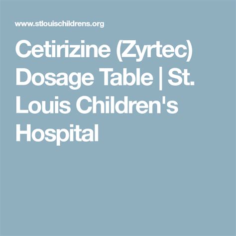 Infant Zyrtec Dosage Chart