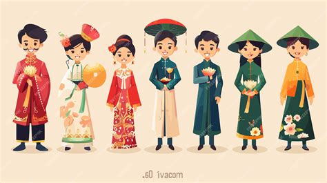 Premium Vector | A cartoon of a group of people with different outfits