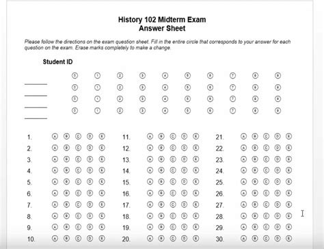 Create Multiple Choice Answer Sheet