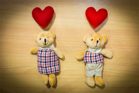 Love Teddy Bear Couple on Wooden , Valentine Day Concept Stock Image ...