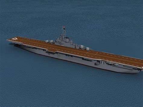 Essex Class Aircraft Carrier CV-17 USS Bun... 3D Model animated rigged ...