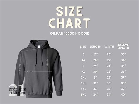 Gildan Size Chart Heavy Blend Hoodie 18500 Unisex | Etsy