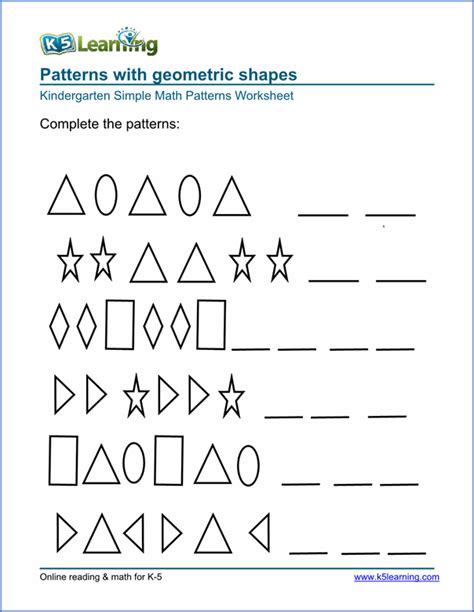 Free Preschool & Kindergarten Pattern Worksheets - Printable | Pattern worksheets for ...