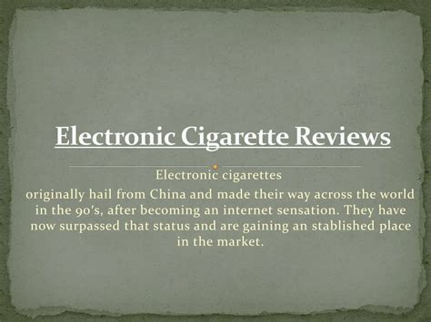 PPT - Electronic Cigarette Reviews PowerPoint Presentation, free ...